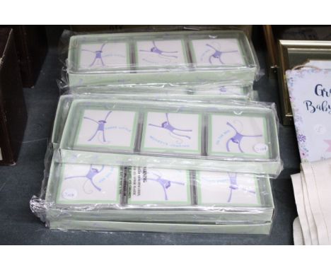 EIGHT SETS OF THREE BOXED CERAMIC WALL PLAQUES 'THREE LITTLE MONKEYS'