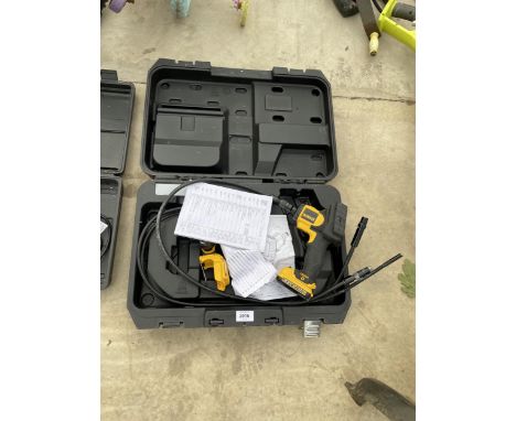 A DEWALT BATTERY POWERED DRAIN INSPECTION TOOL WITH CARRY CASE