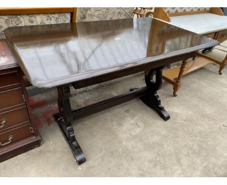 AN ERCOL STYLE REFECTORY TABLE, 55" X 32"