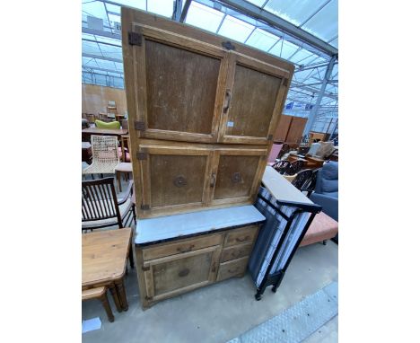 A MID 20TH CENTURY HYGENA KITCHEN CABINET WITH PULL OUT ENAMEL WORK SURFACE, 36" WIDE