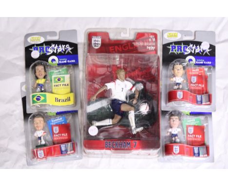 A LARGE, NEW AND BOXED FT CHAMPS MODEL OF DAVID BECKHAM, FOUR NEW AND BOXED PRO STARS FOOTBALLERS, DAVID BECKHAM, ROONEY, GER