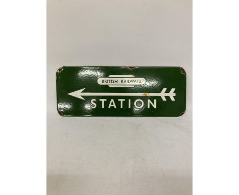 AN ENAMEL SIGN, BRITISH RAILWAYS STATION, 46CM X 18CM