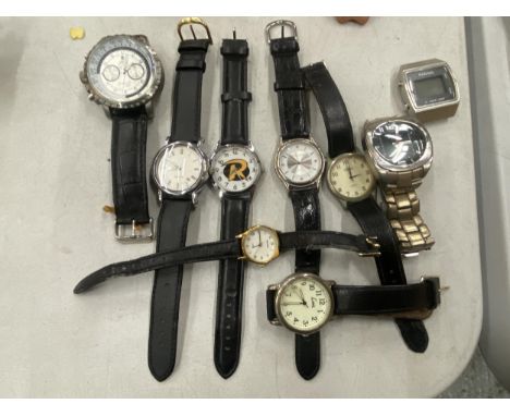 NINE VINTAGE WATCHES TO INCLUDE LIMIT, FOSSIL, BENCH, ETC.,