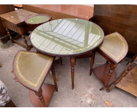 A MAHOGANY NEST OF FIVE TABLES AND TRIPOD WINE TABLE