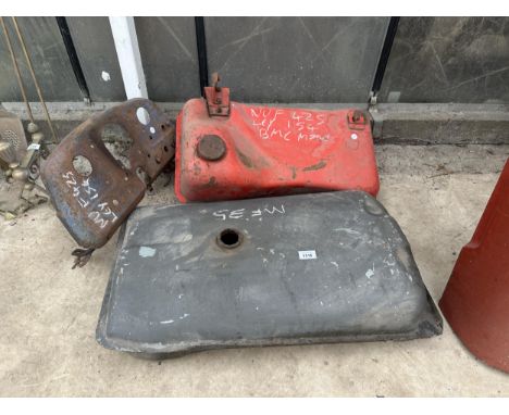 TWO VINTAGE TRACTOR FUEL TANKS TO INCLUDE A MF35 AND A GUARD FOR A NUFIELD
