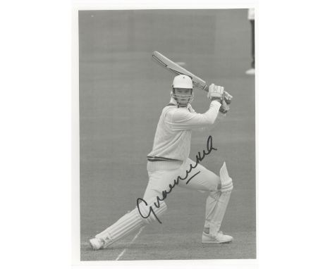 Cricket Graeme Hick signed 10x7 inch vintage black and white photo. Good condition. All autographs are genuine hand signed an