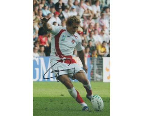 Rugby Union Jonny Wilkinson signed 12x8 inch colour photo pictured in action for England during the 2007 World Cup. Good cond