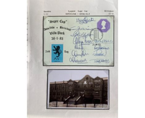 1983 Aston Villa v Barcelona Super cup team signed cover. 11 Villa autographs including Spink, Williams, Gibson, Evans, McNau