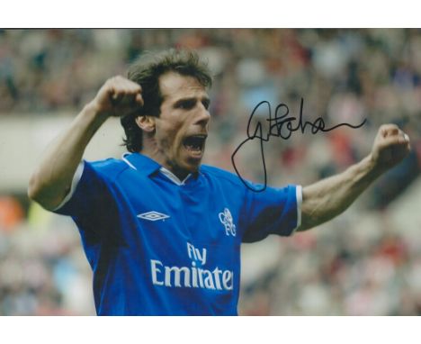 Football Gianfranco Zola signed 12x8 inch colour photo pictured while playing for Chelsea. Good condition. All autographs are