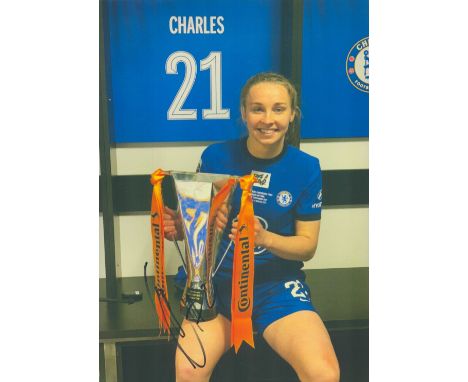 Football Niamh Charles signed 12x8 inch colour photo pictured in celebrating while playing for Chelsea. Niamh Louise Charles 