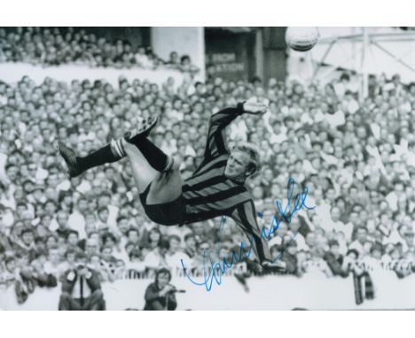 Football Francis Lee signed 12x8 inch black and white vintage photo pictured in action for Manchester City. Good condition. A
