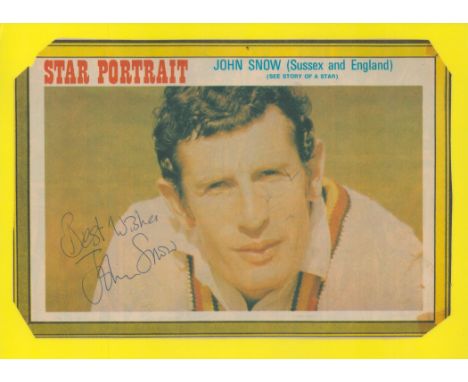 Cricket John Snow signed 12x8 inch Star portrait colour magazine photo laminated. Good condition. All autographs are genuine 