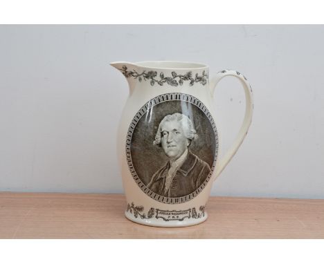 An early to mid 20th century ceramic Wedgwood commemorative jug, c. 1930 commemorating the bicentenary of Wedgwood, black tra