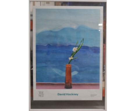 A Modern David Hockney at the Met poster, in a frame, the poster with some wear, frame size 103cm x 73cm 