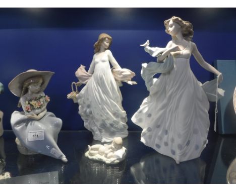 LLADRO; 'FRAGRANT BOUQUET', 'Summer Serenade', 'Spring's Splendour' (all boxed) and a small sleeping child