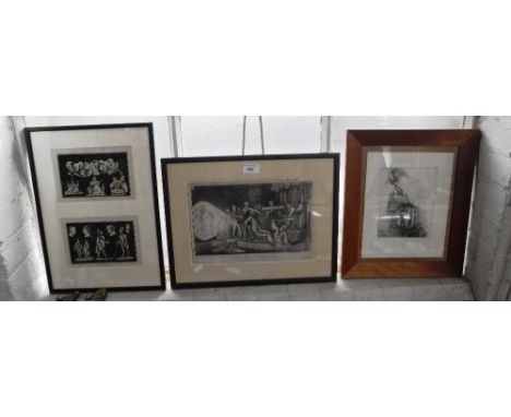 A 19TH CENTURY SATIRICAL PRINT by 'Lunar Caustic' and two other pictures 