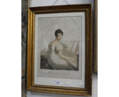 AFTER J BARROW: A 19th century engraving by George Maile 'Windsor Castle', a woman playing a piano with Windsor Castle in the