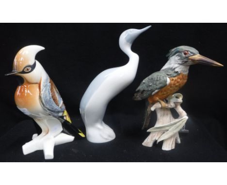 A GOEBEL KINGFISHER, A GOEBEL BIRD SIGNED 'SELIM' and a Royal Dux bird (3)