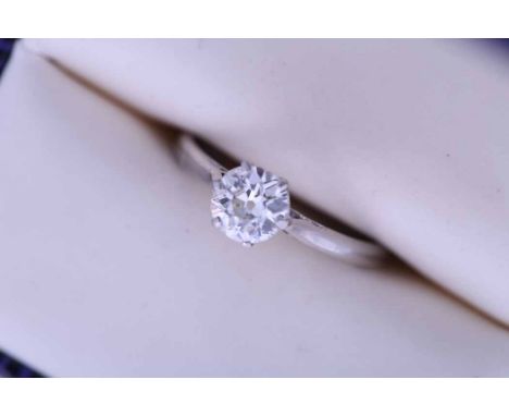 DIAMOND SOLITAIRE RINGthe brilliant cut stone approximately 0.70 carats, in platinum, size M