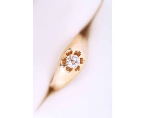 DIAMOND SINGLE STONE RING
the brilliant cut diamond approximately 0.41 carats, in eighteen carat yellow gold, size R