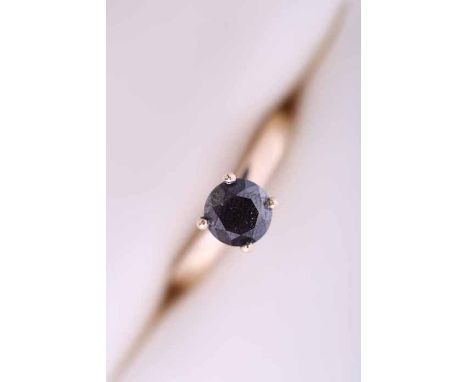 BLACK DIAMOND SOLITAIRE RING
with a central brilliant cut black diamond, in nine carat yellow gold, size L-M