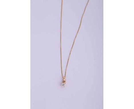 EIGHTEEN CARAT GOLD DIAMOND PENDANT
set with a single brilliant cut diamond of approximately 0.25 carats, in eighteen carat y