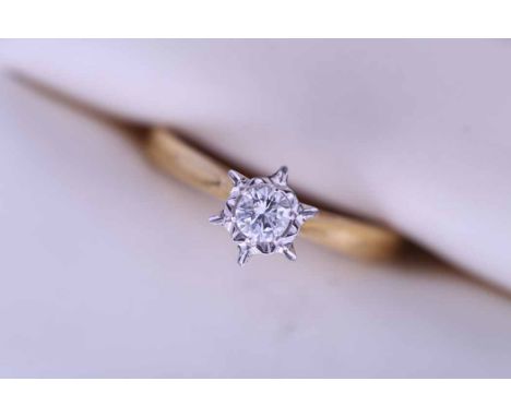 DIAMOND SOLITAIRE RING
the round brilliant cut stone approximately 0.30 carats, in eighteen carat gold, size M 