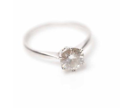NINE CARAT GOLD MOISSANITE SOLITAIRE RING
set with a brilliant cut moissanite, in nine carat white gold, size M
