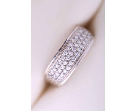 DIAMOND CLUSTER RING
set with three rows of brilliant cut diamonds, hallmarked eighteen carat white gold, size R-S