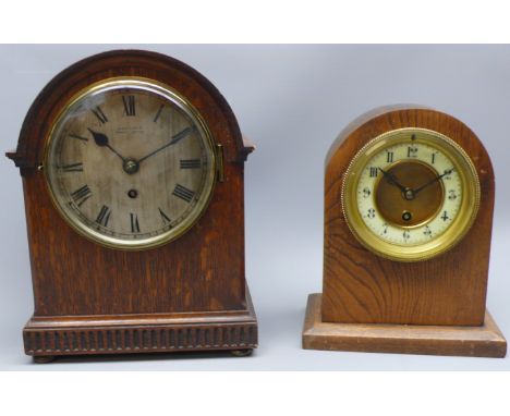 Early 20th century dome top mantel clock, silvered dial signed 'W. Lister & Sons LTD, Newcastle-Upon-Tyne', single train move