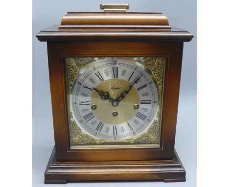 German bracket clock, signed Fieges, triple train movement quarter chiming on rods, H37cm   Condition Report   Click here for
