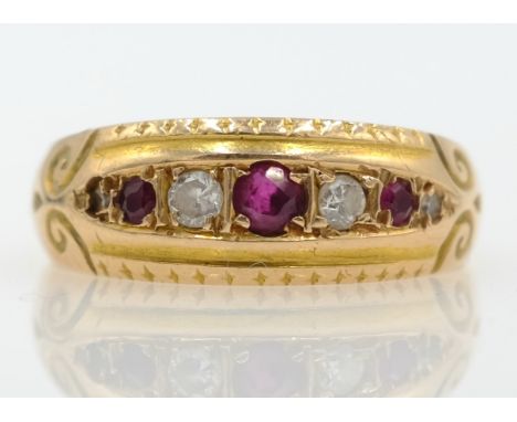 Victorian ruby and diamond 15ct gold ring Birmingham 1894   Condition Report  Approx 2.8gm size O-P Click here for further im