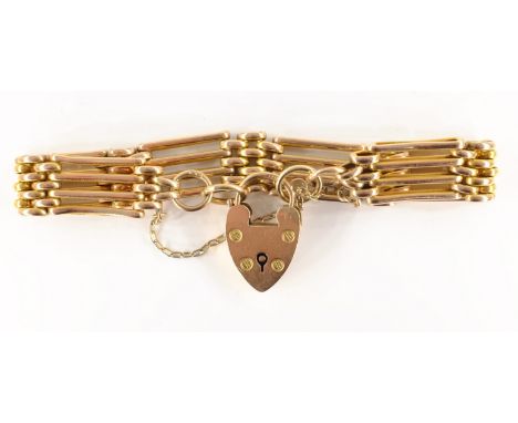 Rose gold four bar gate bracelet hallmarked 9ct approx 14.2gm   Condition Report   Click here for further images, condition, 