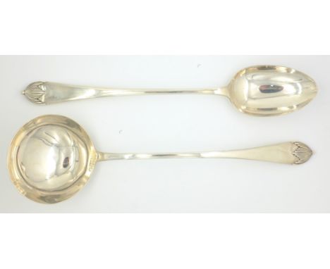 Edwardian silver basting spoon and ladle Georgian pattern by Mappin & Webb Ltd Sheffield 1906 approx 14oz   Condition Report 