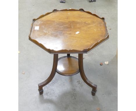 Edwardian Galleried Side Table. Octagonal gallery top on three swept reeded supports and sheraton type feet unified by lower 