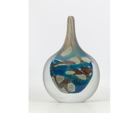 Michael Harris, Flask Form Frosted Glass Vase with Polished panels to front. Signed to base.