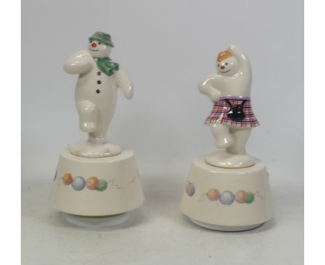 Royal Doulton Musical Snowman Figures including Snowman Magic DS5 and Bluebells Of Scotland DS18 (2)