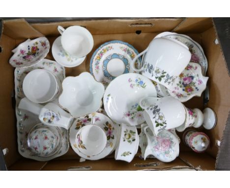 Crown Staffordshire, A Collection of Teaware to include Cups, Saucers, Jug, Dishes etc. (1 Tray)