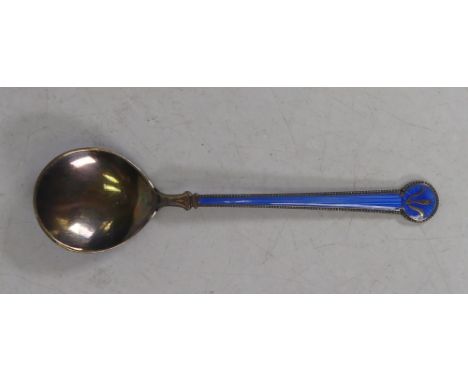 David Anderson Norway Sterling Silver &amp; Guilloche Enamel Demitasse Spoon. (1)