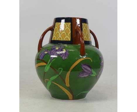 Foley Intarsio Art Nouveau Four Handled Vase By Charles Wileman c.1898. Height:22cm