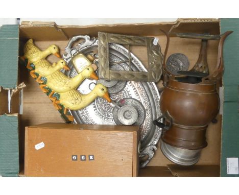 A Mixed Collection of mostly metalware including uniwersytet śląski w katowicach medal, Indian pressed metal photo frame, 194