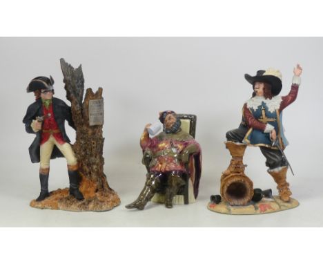 Two Royal Doulton Resin Hand Sculptured Figures to include D'artagnan Musketeer, Dick Turpin and Ceramic Figure 'The Foaming 