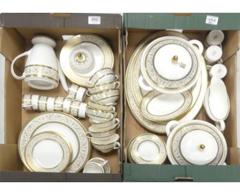 Minton  'Aragon' Part Dinner/Coffee Set Including Two Lidded Tureens, Two Serving Platters, Gravy Boat &amp; Saucer, Eight So