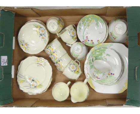Royal Albert Bone China' Narcissus' Part Tea Set Including Seven Teacups, Seven Saucers, Seven Side Plates, One Milk Jug Also