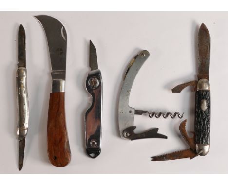 A collection of items including Penknife's, Corkscrews, Ornate Pocket watch with hunting scene etc