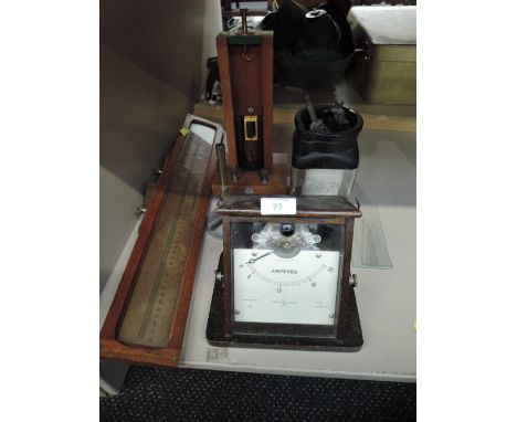 A selection of vintage including scientific and mechanical instruments, Ampere meter, linear scale by Gambrell Bros, a Philip