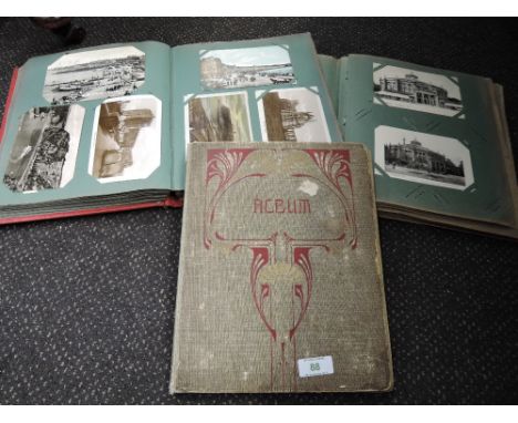 Three vintage postcard albums with cards