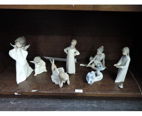 Seven Lladro, Nao and similar figurines, Angels, Girls etc (1 af)