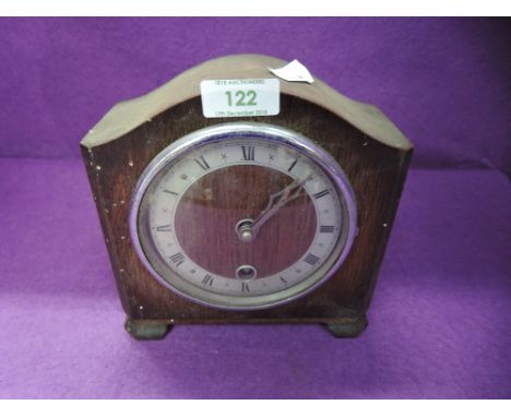 An oak mantle clock, foot stool and Super Zenith 7x50 no. 94859 Binoculars