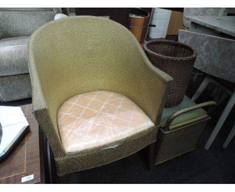 A selection of vintage woven fibre items